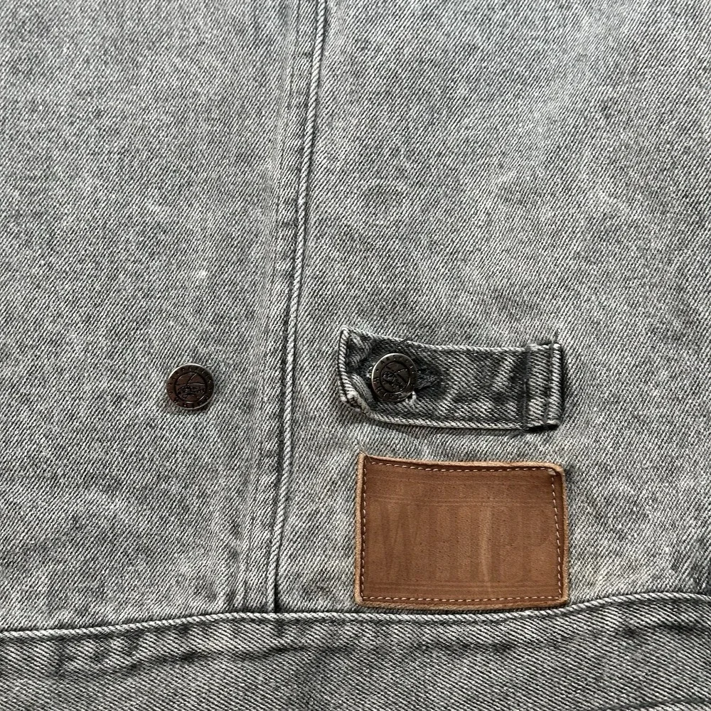 Whipp Oversized Denim Jacket Men's/Unisex L Gray‎ Wash 1/2 Sleeves Hip Hop Long